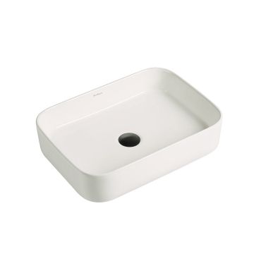 Lavoar de baie Mondego, pe blat, dreptunghiular, din ceramica sanitara, 50.5 cm, alb lucios, Elysium