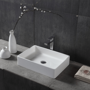 Lavoar de baie, pe blat, 51 cm, dreptunghiular, din compozit, alb, MonBlari