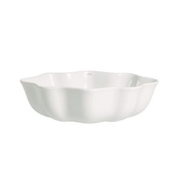 Lavoar de baie Pearl, pe blat, forma de perla, din ceramica sanitara, 50 cm, alb lucios, Elysium