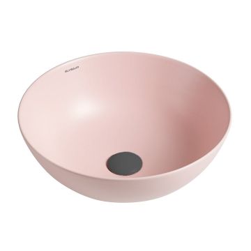 Lavoar de baie Sava, pe blat, rotund, din ceramica sanitara, 41.5 cm, roz, Elysium Lavoar de baie Sava, pe blat, rotund, din ceramica sanitara, 41.5 cm, roz, Elysium