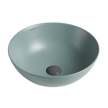 Lavoar de baie Sava, pe blat, rotund, din ceramica sanitara, 41.5 cm, verde, Elysium Lavoar de baie Sava, pe blat, rotund, din ceramica sanitara, 41.5 cm, verde, Elysium