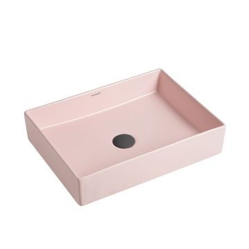 Lavoar de baie Solana, pe blat, dreptunghiular, din ceramica sanitara, 51 cm, roz mat, Elysium Lavoar de baie Solana, pe blat, dreptunghiular, din ceramica sanitara, 51 cm, roz mat, Elysium