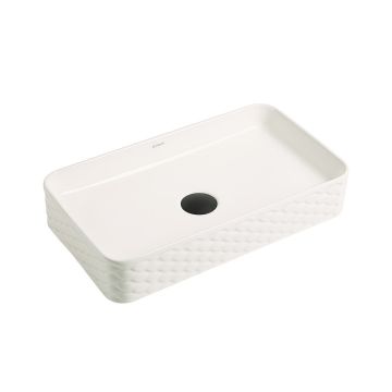 Lavoar de baie Toco, pe blat, dreptunghiular, din ceramica sanitara, 61 cm, alb lucios cu model decorativ, Elysium Lavoar de baie Toco, pe blat, dreptunghiular, din ceramica sanitara, 61 cm, alb lucios cu model decorativ, Elysium