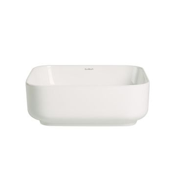 Lavoar de baie Yashin, pe blat, din ceramica sanitara, 38.5 cm, alb lucios, Elysium