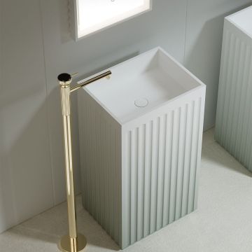 Lavoar freestanding, dreptunghiular, din compozit, alb, 50 cm, finisaj mat, MonBlari