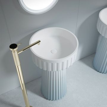 Lavoar freestanding, rotund, din compozit, alb, 50 cm, finisaj mat, MonBlari