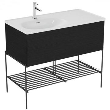 Unitate de baza lavoar baie 100cm, cu asymmetric lavoar   chiuveta baie cu metal leg, patterned negru oak   66522