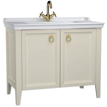 Unitate de baza lavoar baie 100cm, cu usi, cu chiuveta vanity cu orificiu baterie, mat ivory   62158