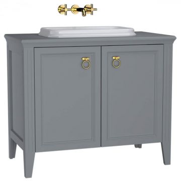 Unitate de baza lavoar baie 100cm, cu usi, cu pe blat lavoar   chiuveta baie mat grey   62172