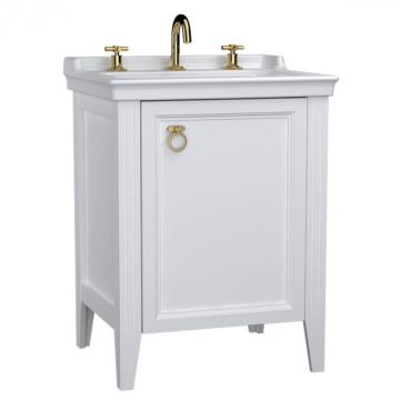 Unitate de baza lavoar baie, 65cm, cu usi, cu chiuveta vanity 3 orificii pentru robinet, alb mat, dreapta   62262