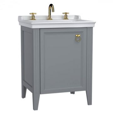 Unitate de baza lavoar baie, 65cm, cu usi, cu chiuveta vanity 3 orificii pentru robinet, mat grey, dreapta   62263