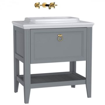 Unitate de baza lavoar baie 80cm, cu drawer, cu pe blat lavoar   chiuveta baie mat grey   62196