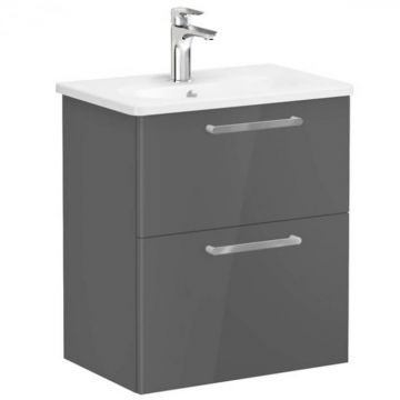 Unitate de baza lavoar baie, cu doua sertare, compact 60cm inalt gloss anthracite, cu rounded lavoar   chiuveta baie   68102