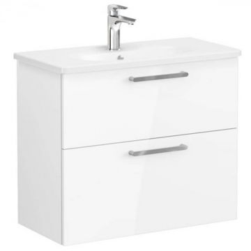 Unitate de baza lavoar baie, cu doua sertare, compact 80cm, inalt gloss alb, cu rounded lavoar   chiuveta baie   68120