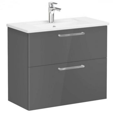 Unitate de baza lavoar baie, cu doua sertare, compact 80cm, inalt gloss anthracite, cu angular lavoar   chiuveta baie   68112