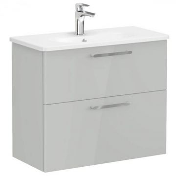Unitate de baza lavoar baie, cu doua sertare, compact 80cm, inalt gloss pearl grey, cu rounded lavoar   chiuveta baie   68121