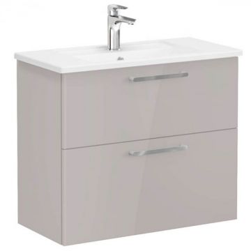 Unitate de baza lavoar baie, cu doua sertare, compact 80cm, inalt gloss sahara beige, cu angular lavoar   chiuveta baie   68113