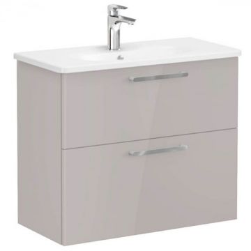 Unitate de baza lavoar baie, cu doua sertare, compact 80cm, inalt gloss sahara beige, cu rounded lavoar   chiuveta baie   68123