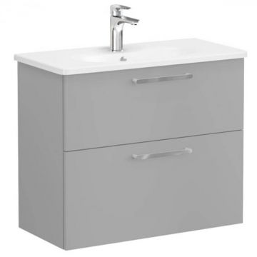 Unitate de baza lavoar baie, cu doua sertare, compact 80cm, mat rock grey, cu rounded lavoar   chiuveta baie   68124