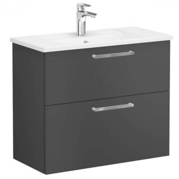 Unitate de baza lavoar baie, cu doua sertare, compact 80cm, mat storm grey, cu angular lavoar   chiuveta baie   68115