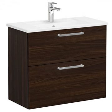 Unitate de baza lavoar baie, cu doua sertare, compact 80cm, walnut, cu angular lavoar   chiuveta baie   68118