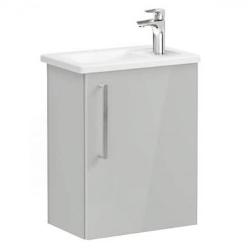 Unitate de baza lavoar baie, cu usi, 45cm, compact, cu dreapta orificiu pentru baterie, inalt gloss pearl grey, cu angular lavoar   chiuveta baie dreapta   66334