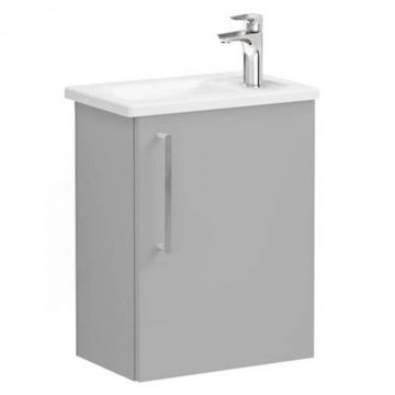 Unitate de baza lavoar baie, cu usi, 45cm, compact, cu dreapta orificiu pentru baterie, mat rock grey, cu angular lavoar   chiuveta baie dreapta   68062