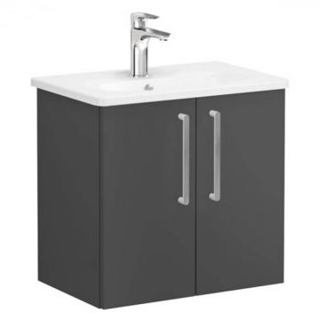 Unitate de baza lavoar baie, cu usi 60cm compact, mat storm grey, cu rounded lavoar   chiuveta baie   68079