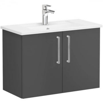 Unitate de baza lavoar baie, cu usi 80cm, compact, mat storm grey, cu angular lavoar   chiuveta baie   68083