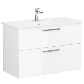 Unitate de baza lavoar baie, cu doua sertare 100cm, inalt gloss alb, cu angular lavoar   chiuveta baie   68303