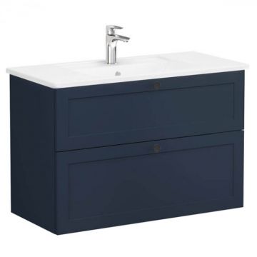 Unitate de baza lavoar baie, cu doua sertare 100cm, mat dark albastru, cu angular lavoar   chiuveta baie   68881