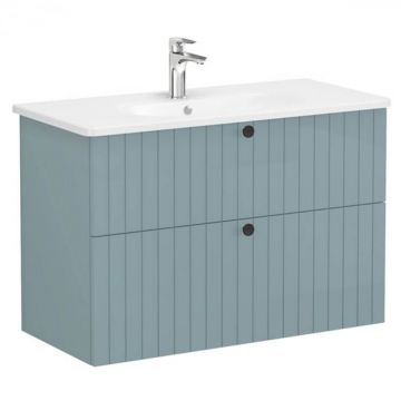 Unitate de baza lavoar baie, cu doua sertare 100cm, mat fijord green, cu rounded lavoar   chiuveta baie   69460