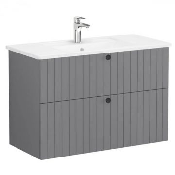Unitate de baza lavoar baie, cu doua sertare 100cm, mat grey, cu angular lavoar   chiuveta baie   69452