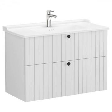 Unitate de baza lavoar baie, cu doua sertare 100cm, mat gri deschis, cu classical lavoar   chiuveta baie   69465