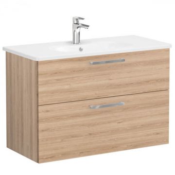 Unitate de baza lavoar baie, cu doua sertare 100cm, natural oak, cu rounded lavoar   chiuveta baie   68320