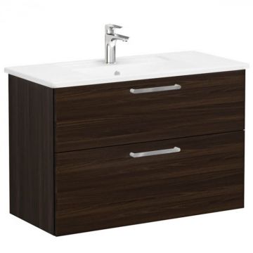 Unitate de baza lavoar baie, cu doua sertare 100cm, walnut, cu angular lavoar   chiuveta baie   68311