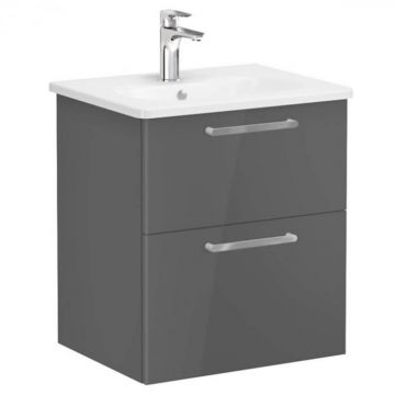 Unitate de baza lavoar baie, cu doua sertare 60cm inalt gloss anthracite, cu rounded lavoar   chiuveta baie   66293