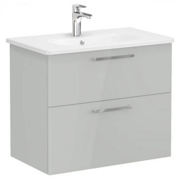 Unitate de baza lavoar baie, cu doua sertare 80cm, inalt gloss pearl grey, cu rounded lavoar   chiuveta baie   66311