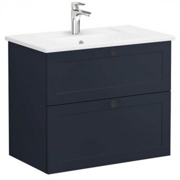 Unitate de baza lavoar baie, cu doua sertare 80cm, mat dark albastru, cu angular lavoar   chiuveta baie   68860