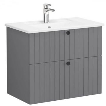 Unitate de baza lavoar baie, cu doua sertare 80cm, mat grey, cu angular lavoar   chiuveta baie   69431
