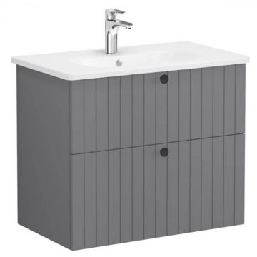 Unitate de baza lavoar baie, cu doua sertare 80cm, mat grey, cu rounded lavoar   chiuveta baie   69438