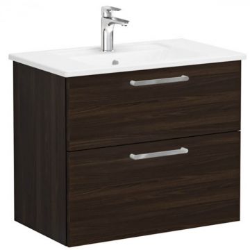 Unitate de baza lavoar baie, cu doua sertare 80cm, walnut, cu angular lavoar   chiuveta baie   66300