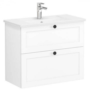 Unitate de baza lavoar baie, cu doua sertare, compact 80cm, alb mat, cu angular lavoar   chiuveta baie   68673