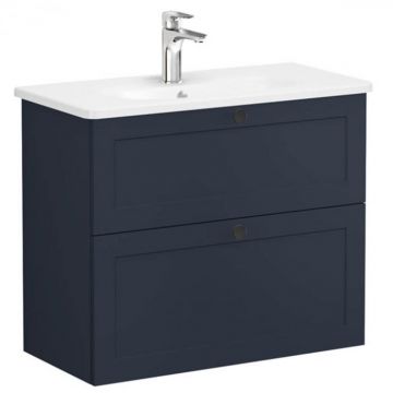 Unitate de baza lavoar baie, cu doua sertare, compact 80cm, mat dark albastru, cu rounded lavoar   chiuveta baie   68685