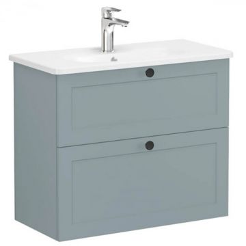 Unitate de baza lavoar baie, cu doua sertare, compact 80cm, mat fijord green, cu rounded lavoar   chiuveta baie   68683