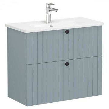 Unitate de baza lavoar baie, cu doua sertare, compact 80cm, mat fijord green, cu rounded lavoar   chiuveta baie   69257