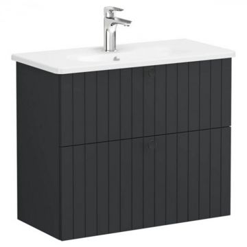 Unitate de baza lavoar baie, cu doua sertare, compact 80cm, mat graphite, cu rounded lavoar   chiuveta baie   69258