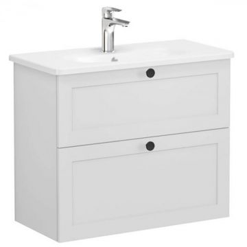 Unitate de baza lavoar baie, cu doua sertare, compact 80cm, mat gri deschis, cu rounded lavoar   chiuveta baie   68681