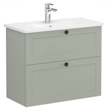 Unitate de baza lavoar baie, cu doua sertare, compact 80cm, mat retro green, cu rounded lavoar   chiuveta baie   68686