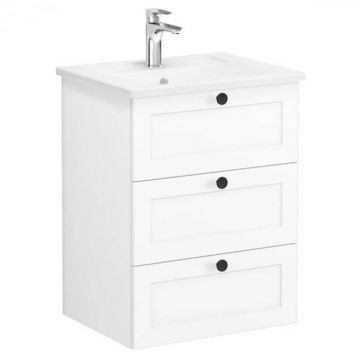 Unitate de baza lavoar baie, cu trei sertare 60cm alb mat, cu angular lavoar   chiuveta baie   68897